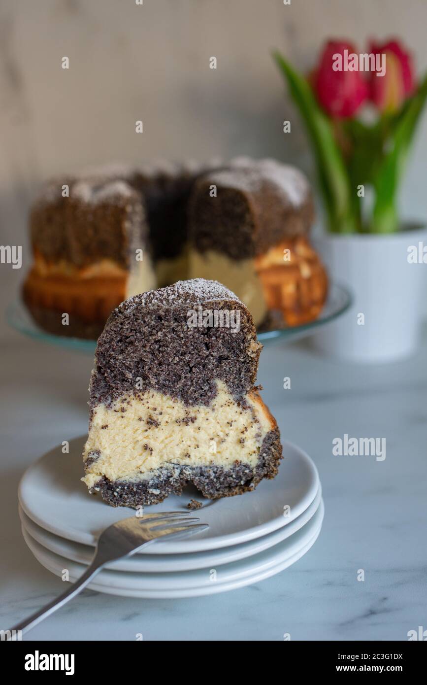 Poppy seed sponge cake Stock Photo Alamy