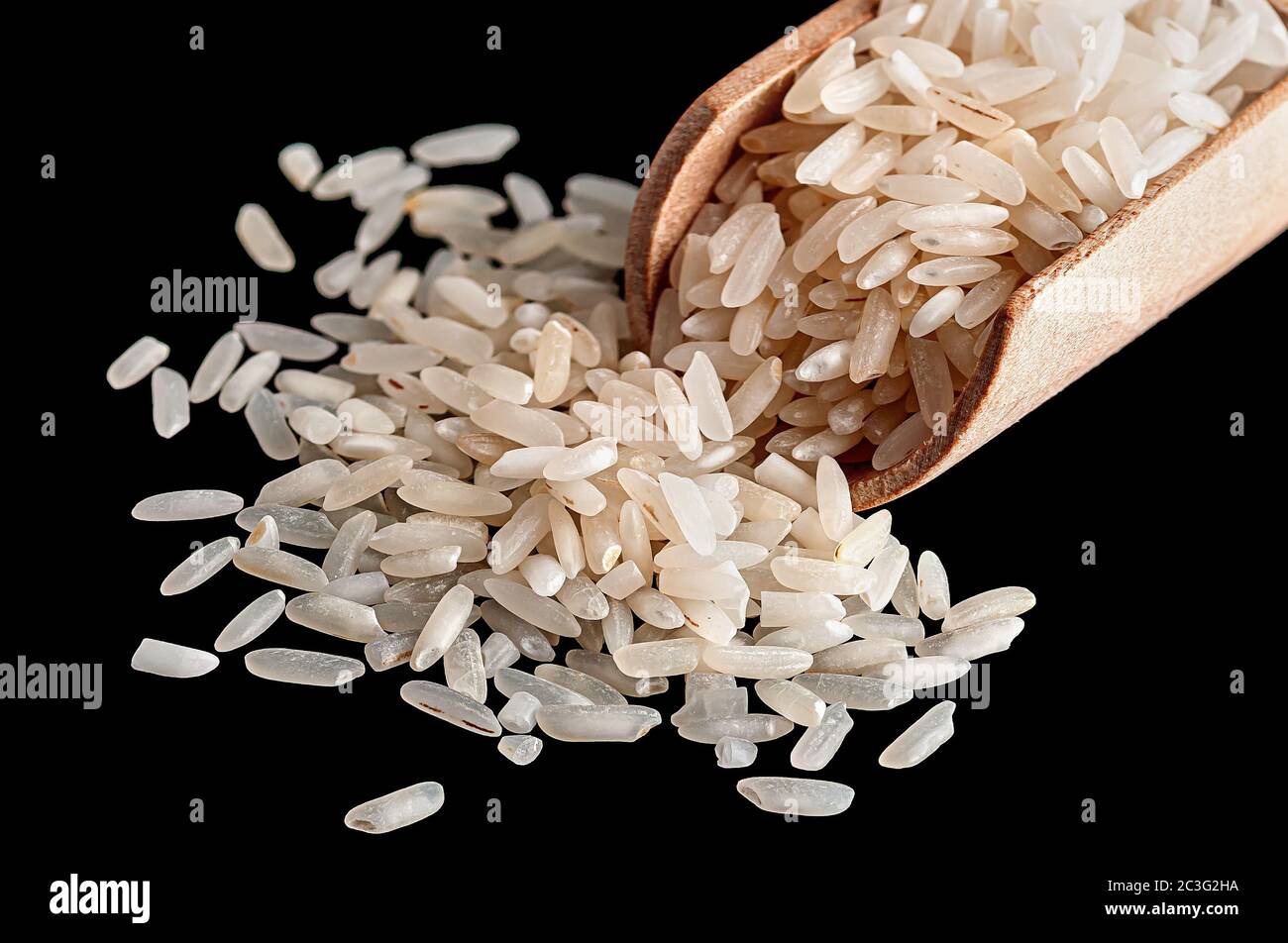 White rice in scoop closeup Stock Photo