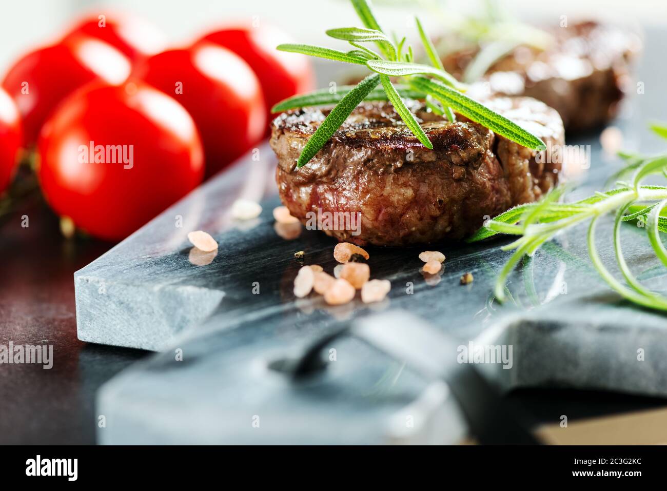 Beef steak with rosemary Stock Photo