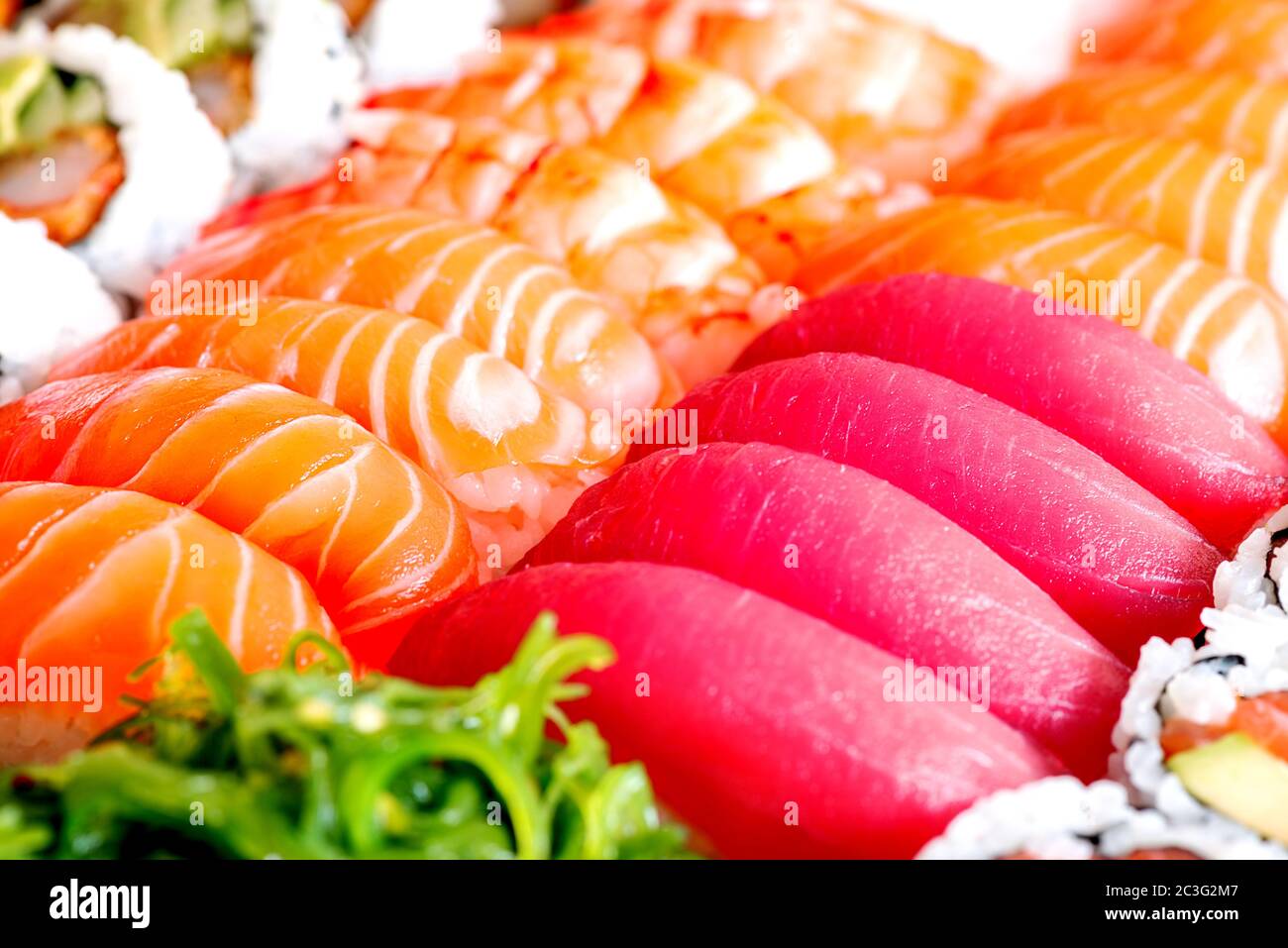 Assorted sushi and nigiri set Stock Photo