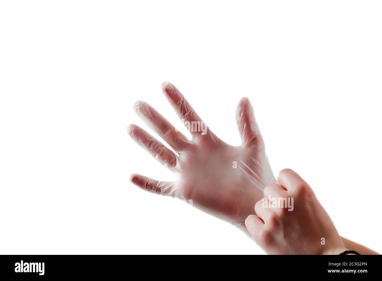 Hand in glove isolated on white Stock Photo Alamy