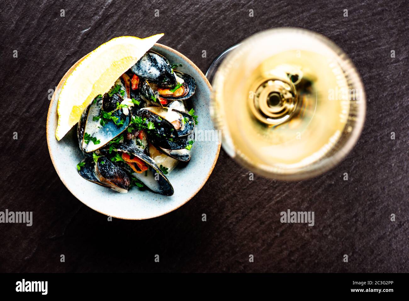 Cooked Blue mussels Stock Photo