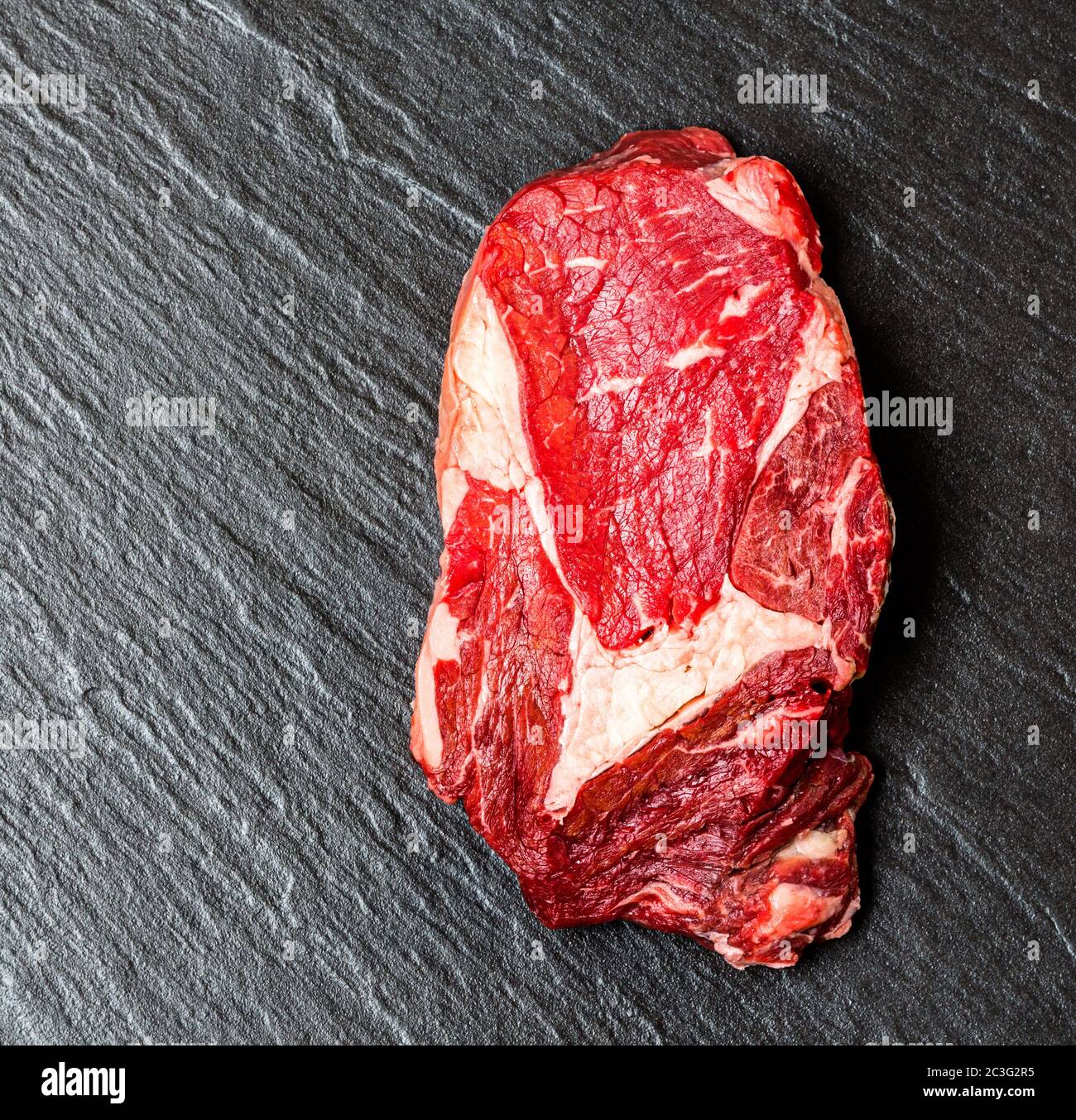 Raw steak top view Stock Photo