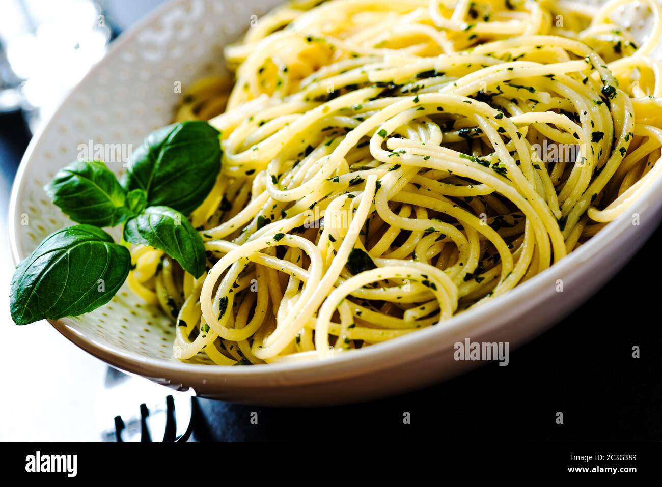 spaghetti pasta in a bowl Stock Photo