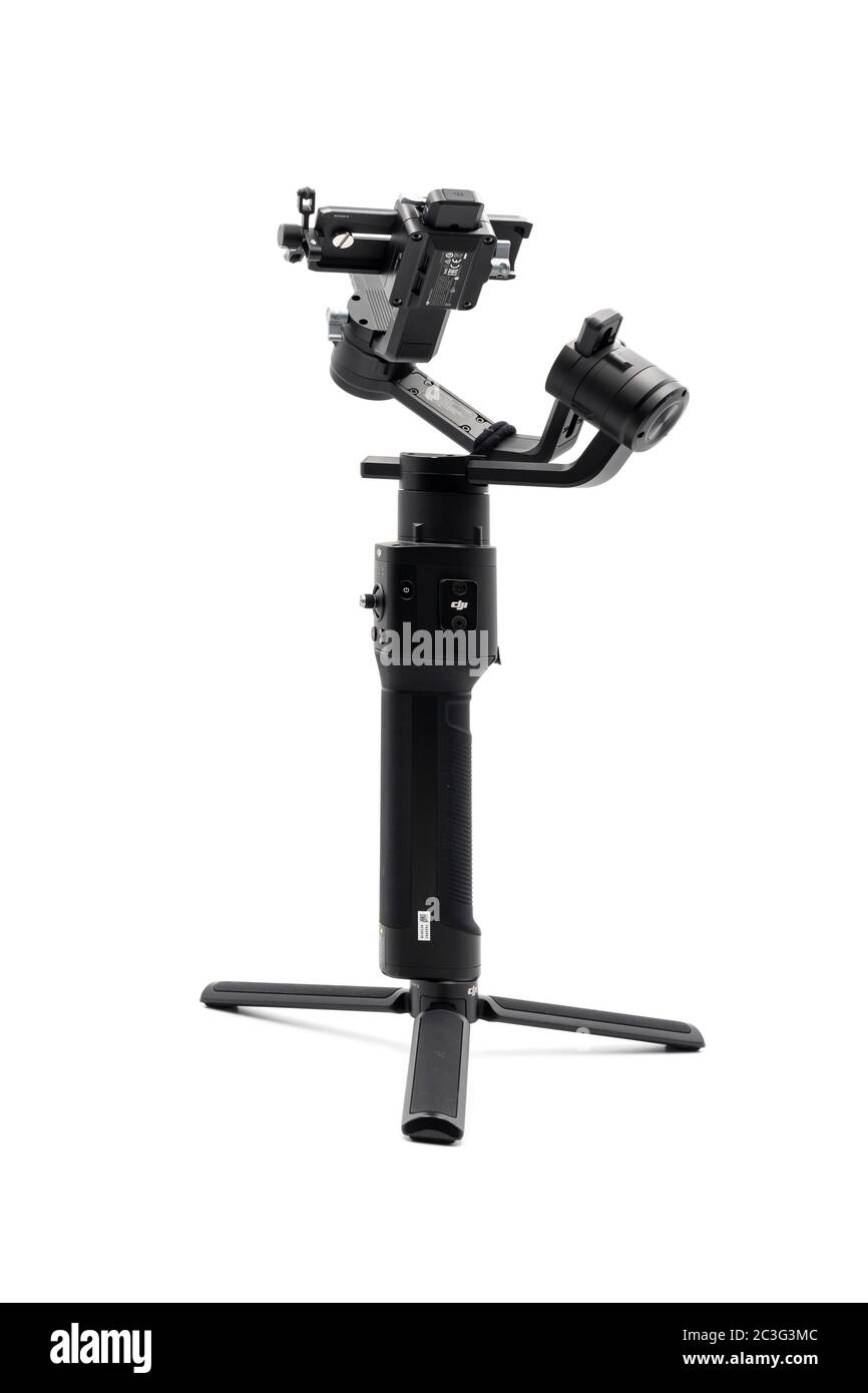 Bangkok, Thailand - 7 Feb 2020: DJI Ronin-S, The Stabilizer 3-Axis Motorized Gimbal for camera video recorder was sales in Thailand on year 2018. Bang Stock Photo