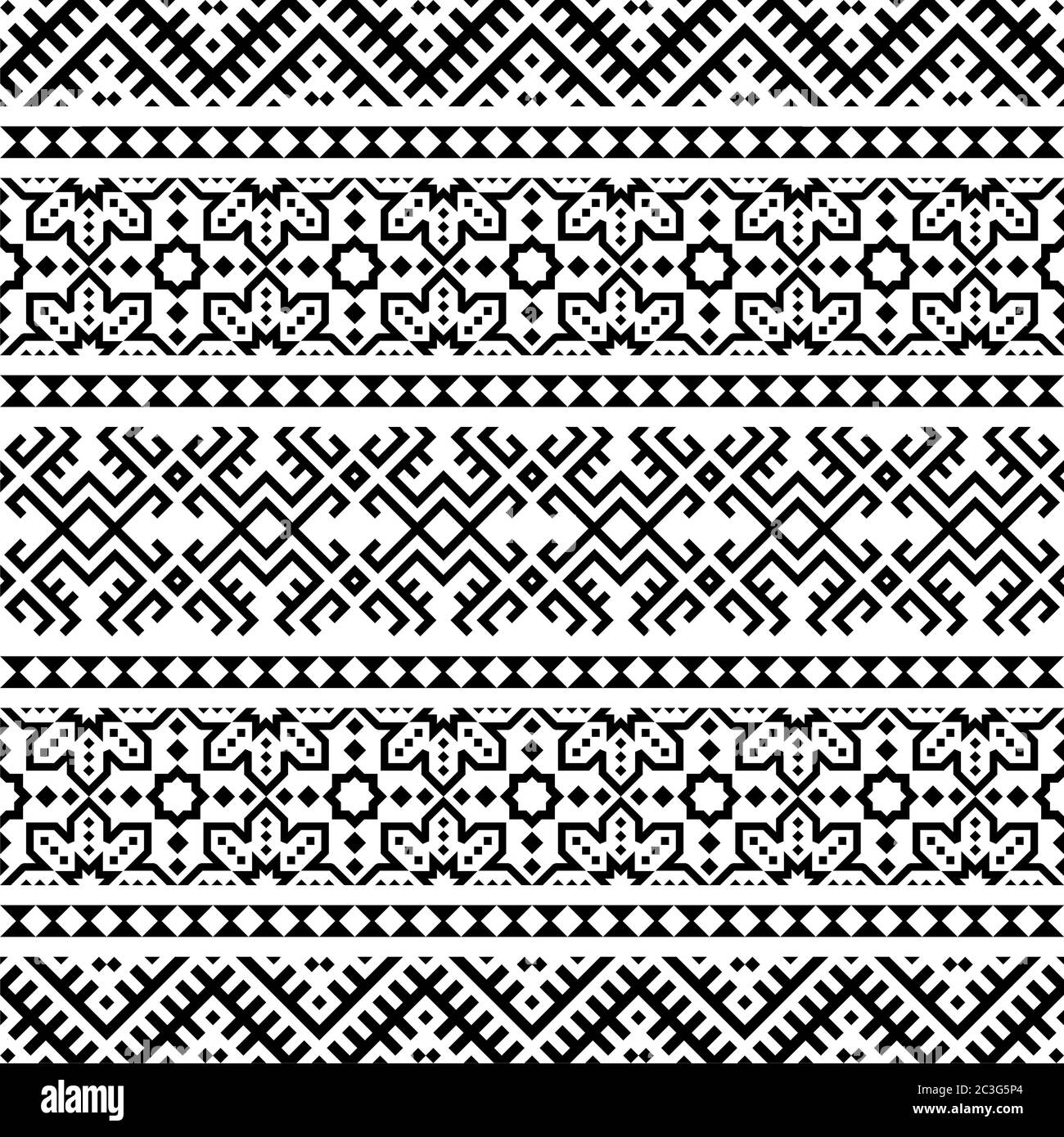 Geometric seamless pattern ethnic texture design vector in monochrome ...
