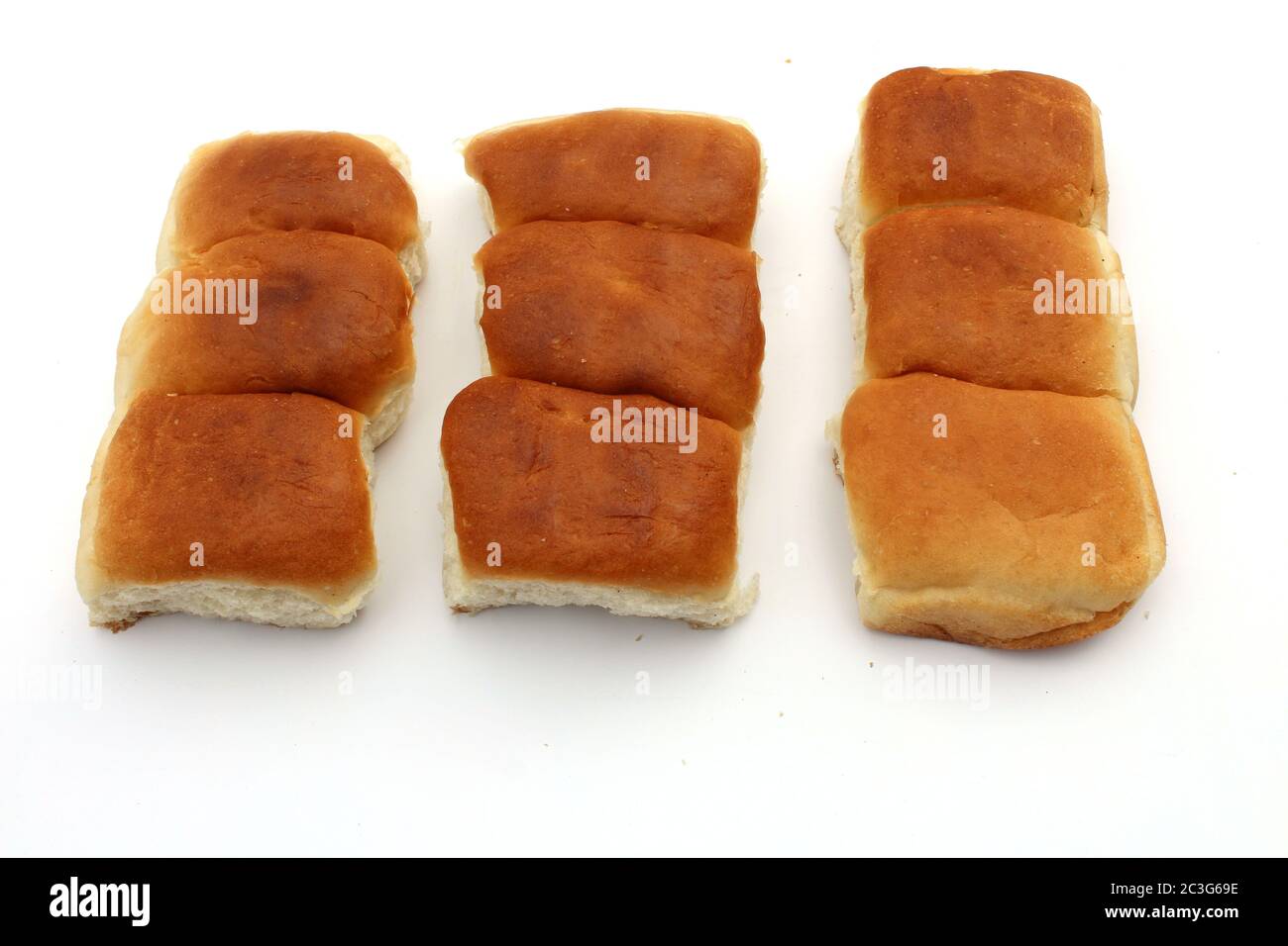 Bread, bakery icon, sliced fresh wheat bread isolated on white background Stock Photo