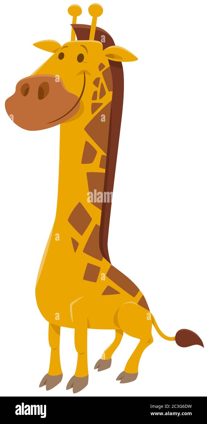 funny giraffe animal character cartoon illustration Stock Photo