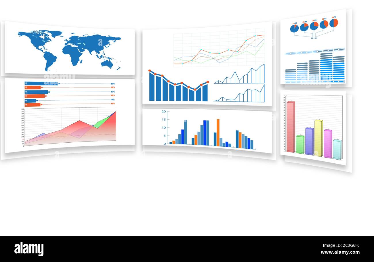 Business charts and infographics - 3d rendering Stock Photo - Alamy
