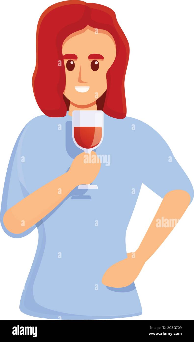 Girl sommelier icon. Cartoon of girl sommelier vector icon for web design isolated on white background Stock Vector