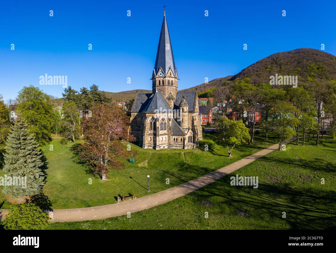 Thale in the Harz Mountains Aerial photos Saint Peter's Church Stock Photo