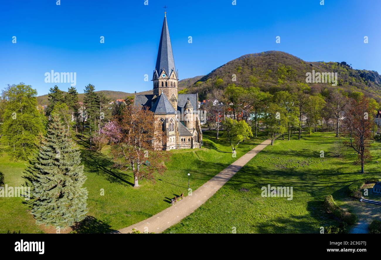 Thale in the Harz Mountains Aerial photos Saint Peter's Church Stock Photo