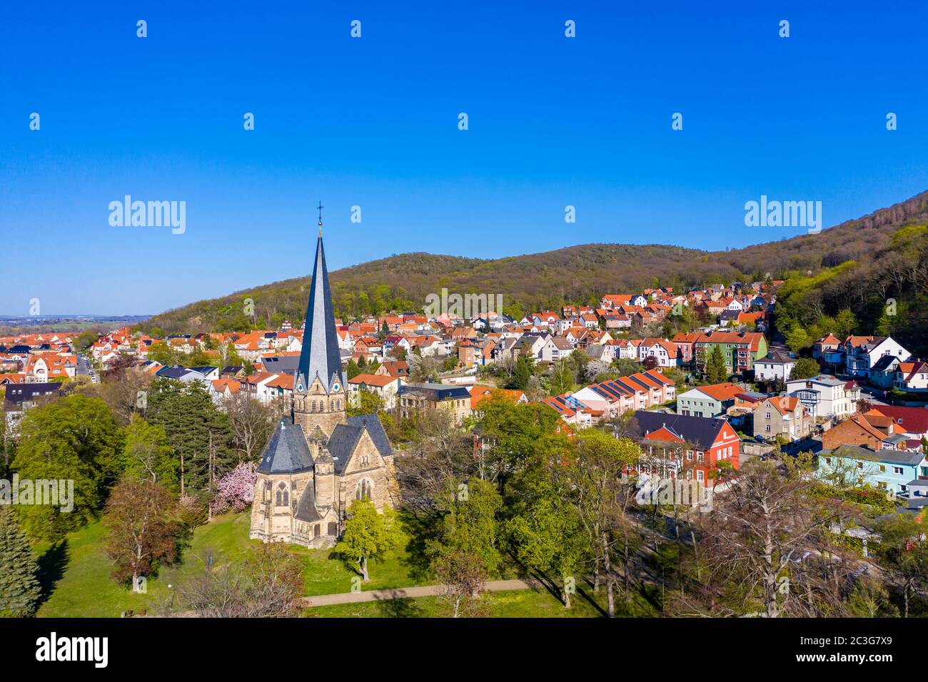 Thale in the Harz Mountains Aerial photographs Stock Photo