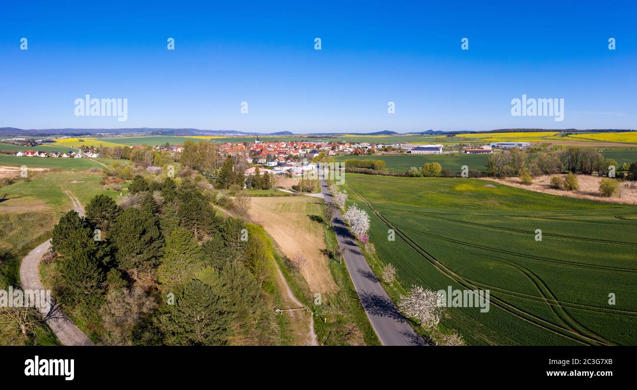 Aerial view Warnstedt county Harz Stock Photo