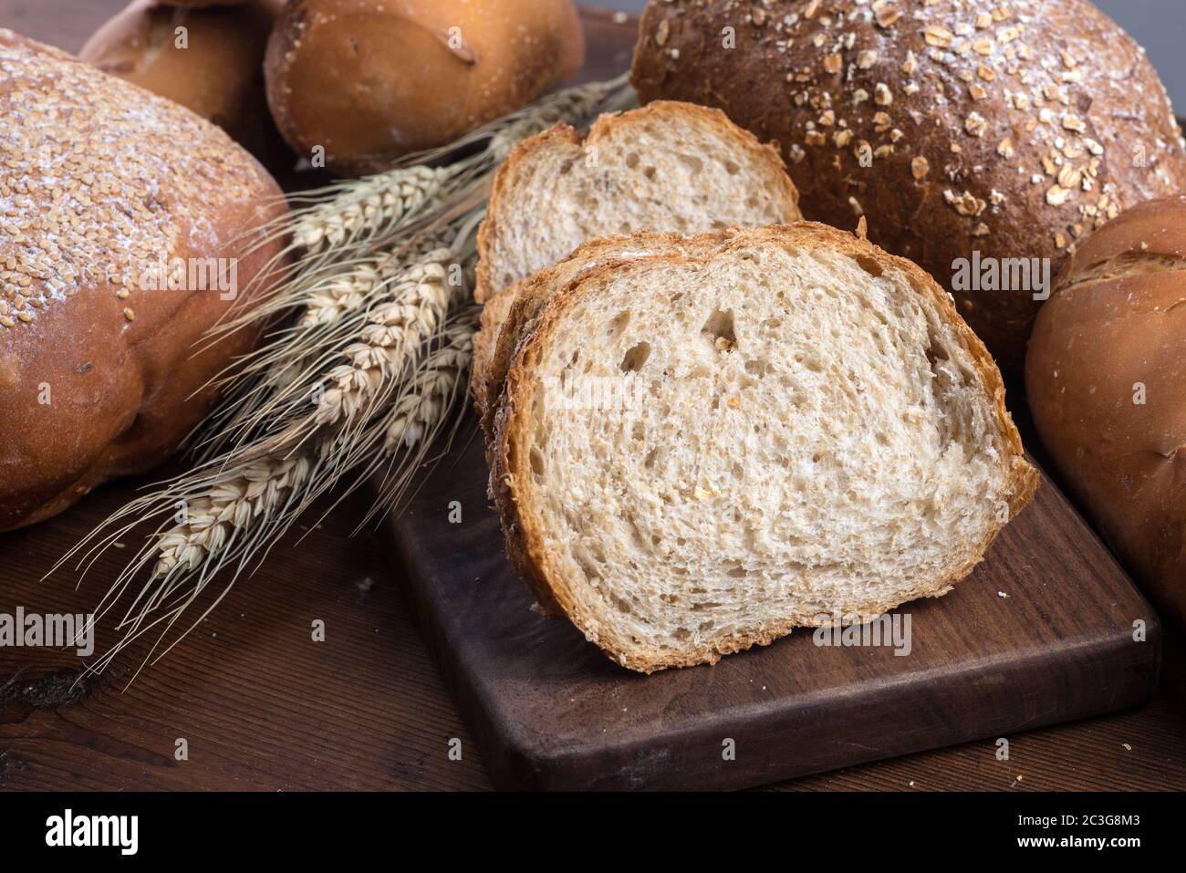 Rye sliced bread on the table Stock Photo