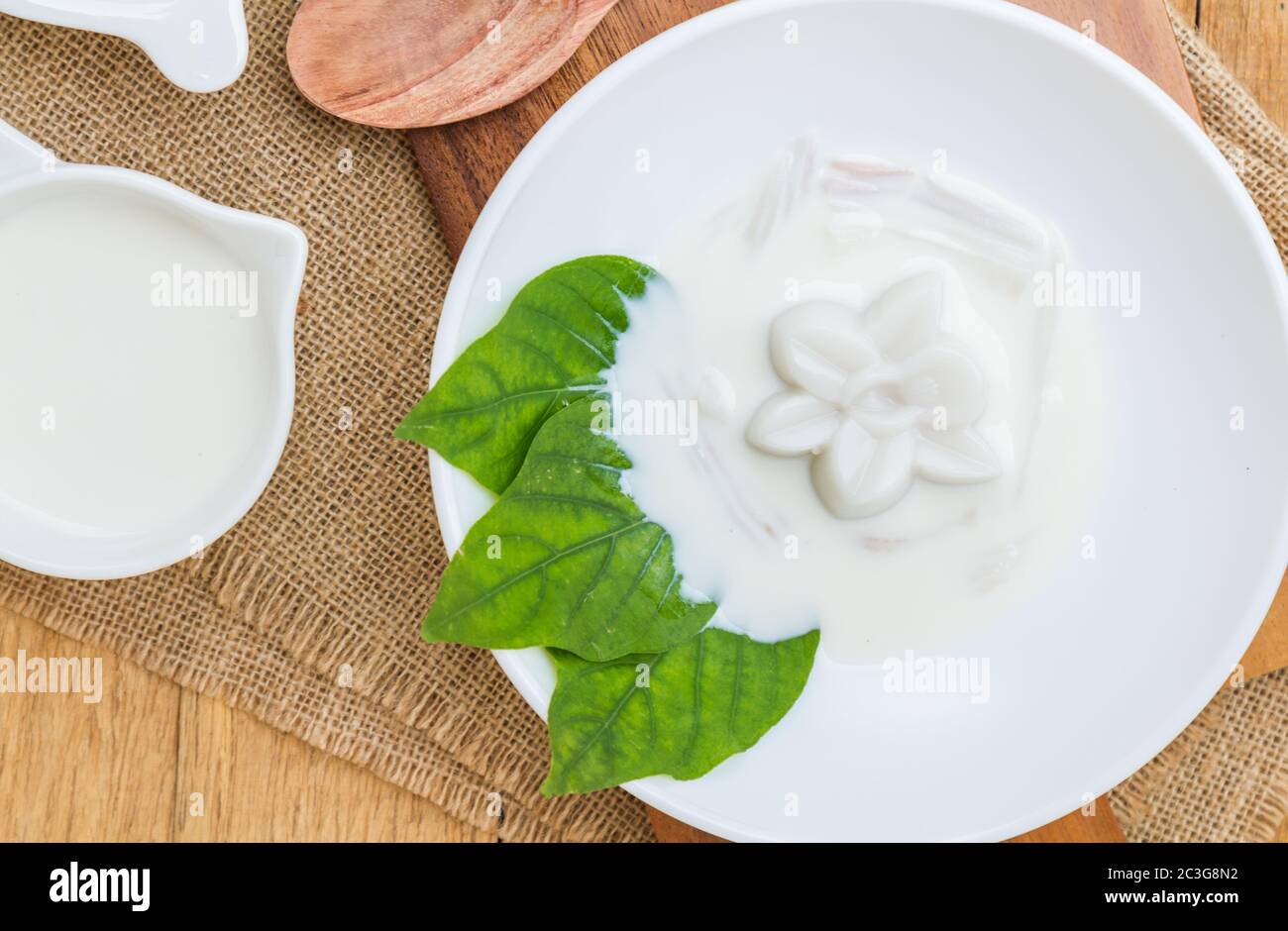 Coconut jelly and coconut milk Stock Photo Alamy