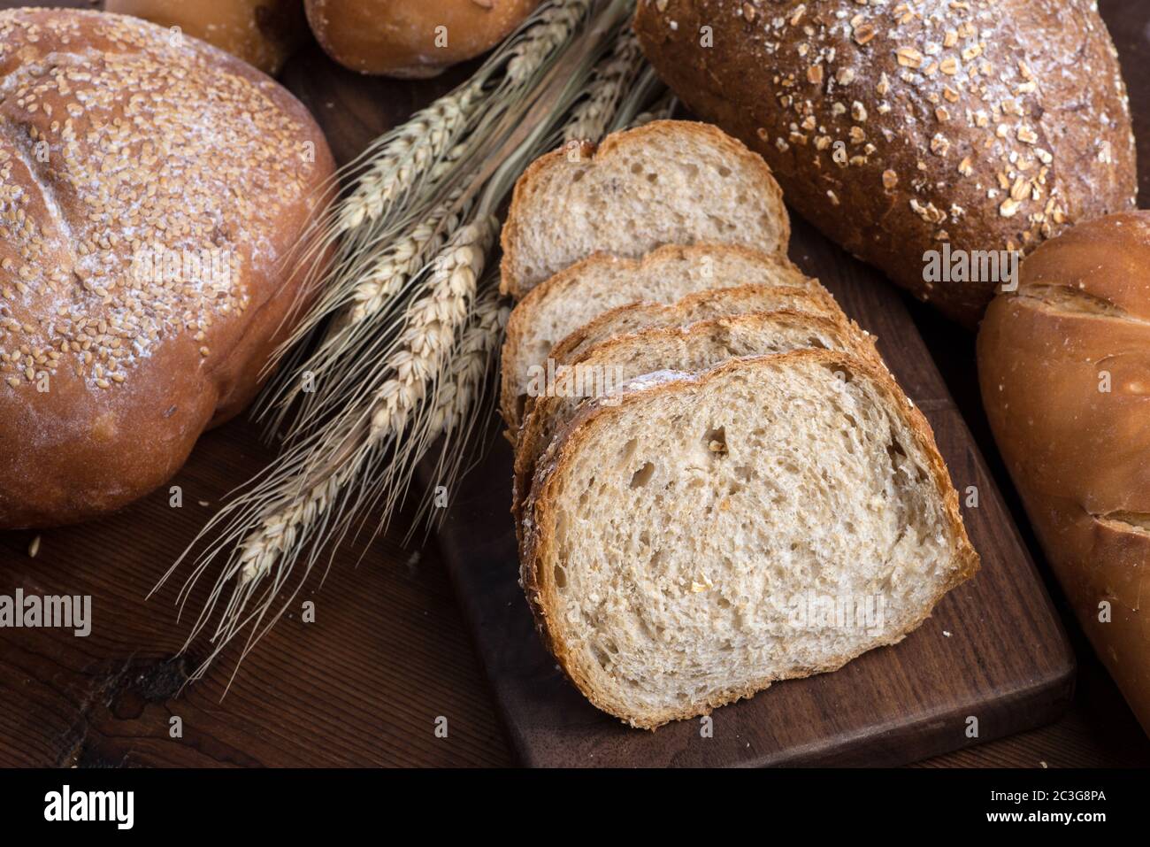Rye sliced bread on the table Stock Photo