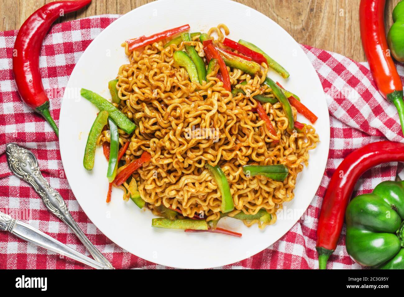 Korean instant noodles Spicy instant noodles Stock Photo - Alamy