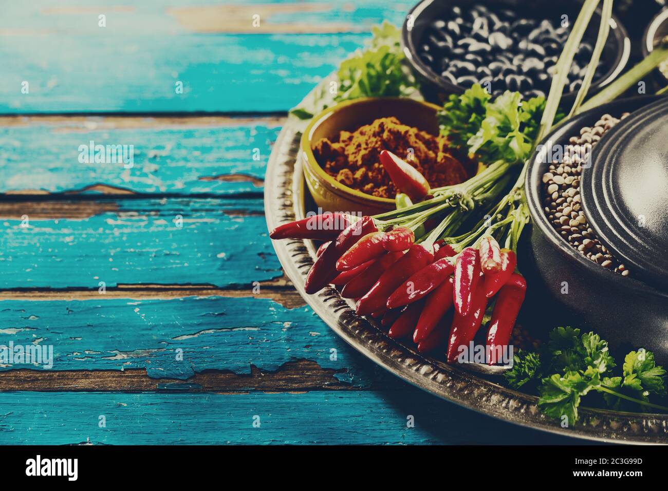 Chilli curry red spoon ingredient hires stock photography and images