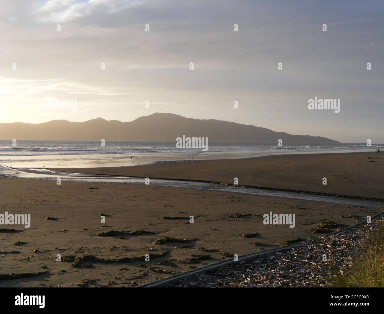 Kapiti Island New Zealand at sunset Stock Photo