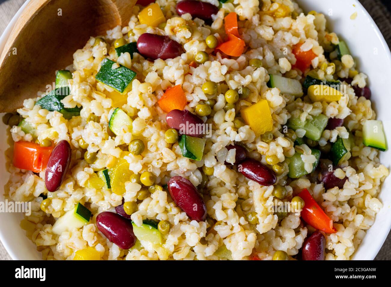 bulgur kaszotto with fresh vegetables and kidney bean Stock Photo Alamy