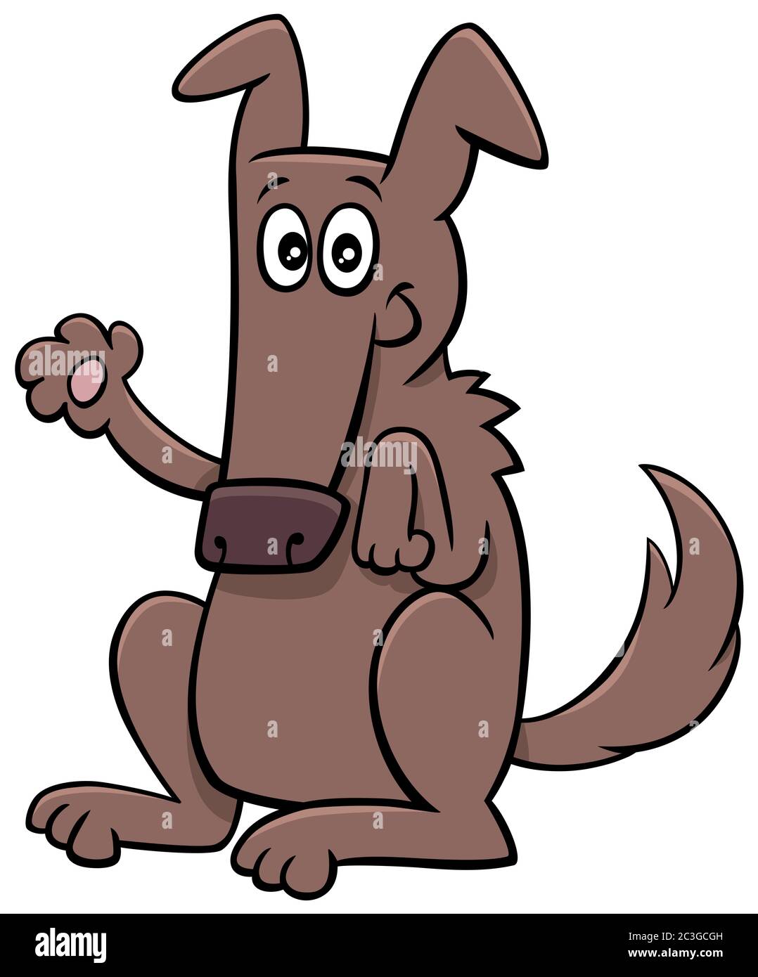 cartoon funny dog animal character waving paw Stock Photo - Alamy