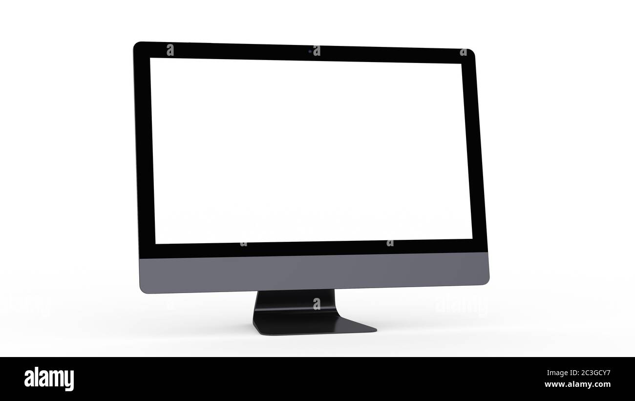 A flat monitor white screen computer, pc display digital illustration