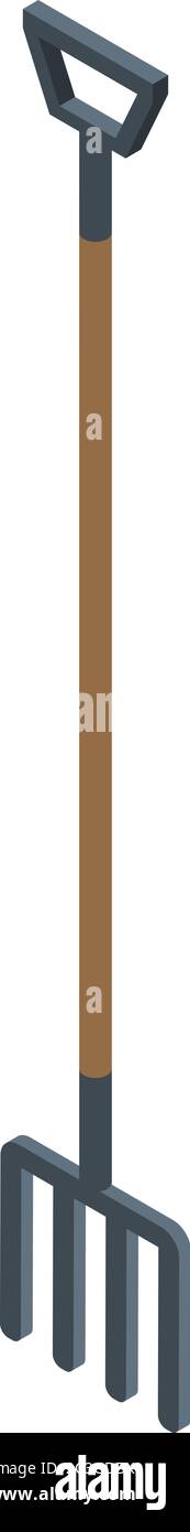 Farm fork icon, isometric style Stock Vector