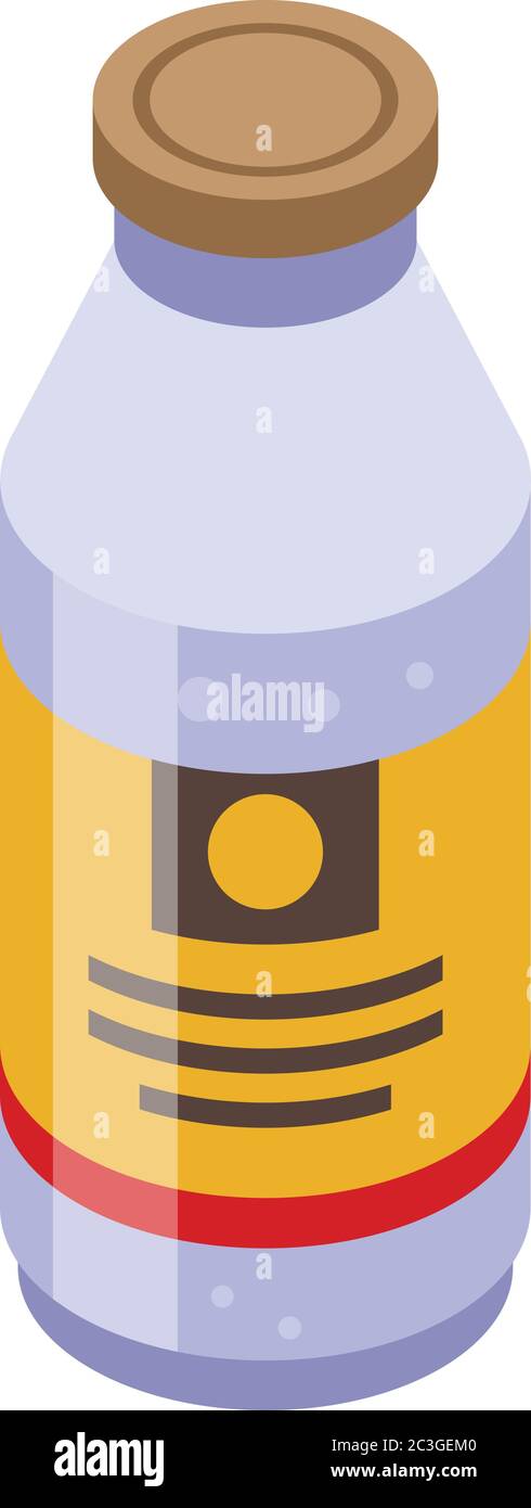 Coconut bottle juice icon, isometric style Stock Vector