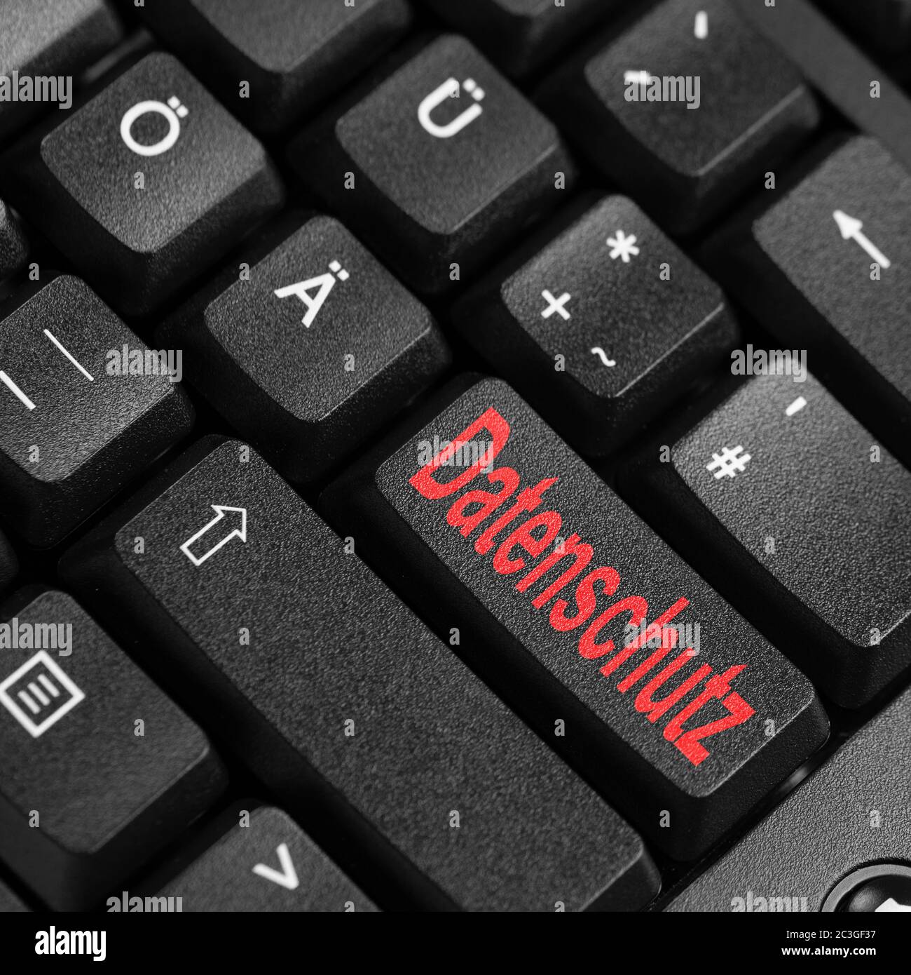 Computer keyboard with the inscription Datenschutz, data protection on a key Stock Photo
