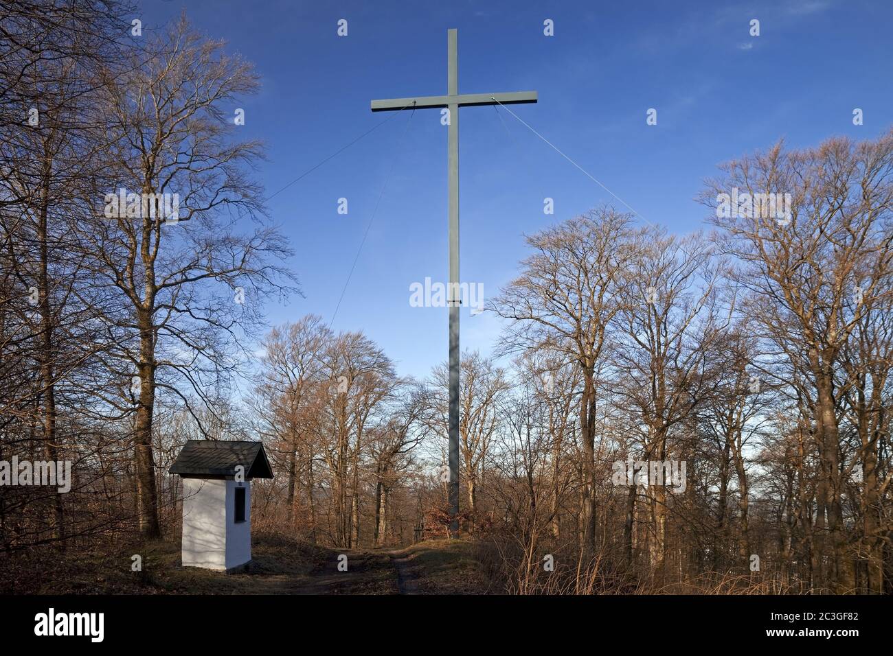 New high cross on the Wilzenberg, place of pilgrimage, Grafschaft, Schmallenberg, Germany, Europe Stock Photo
