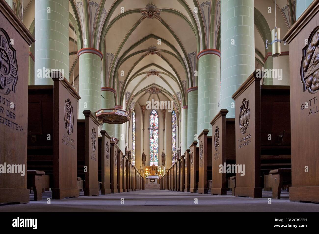 Interior view of St. Johannes Baptist, Attendorn, Sauerland, North Rhine-Westphalia, Germany, Europe Stock Photo