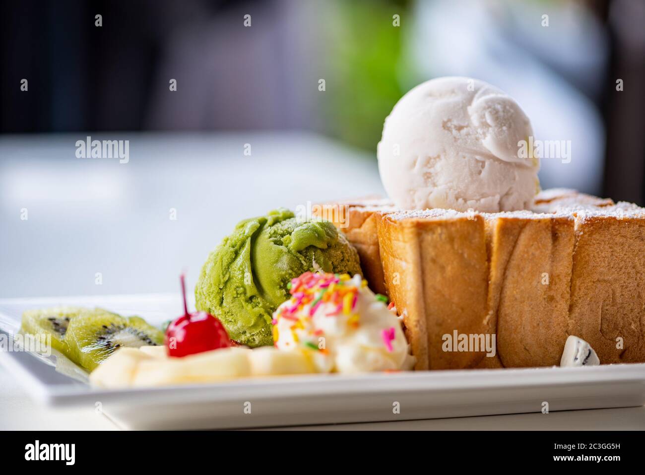 Closeup Honey Toast ice cream Stock Photo