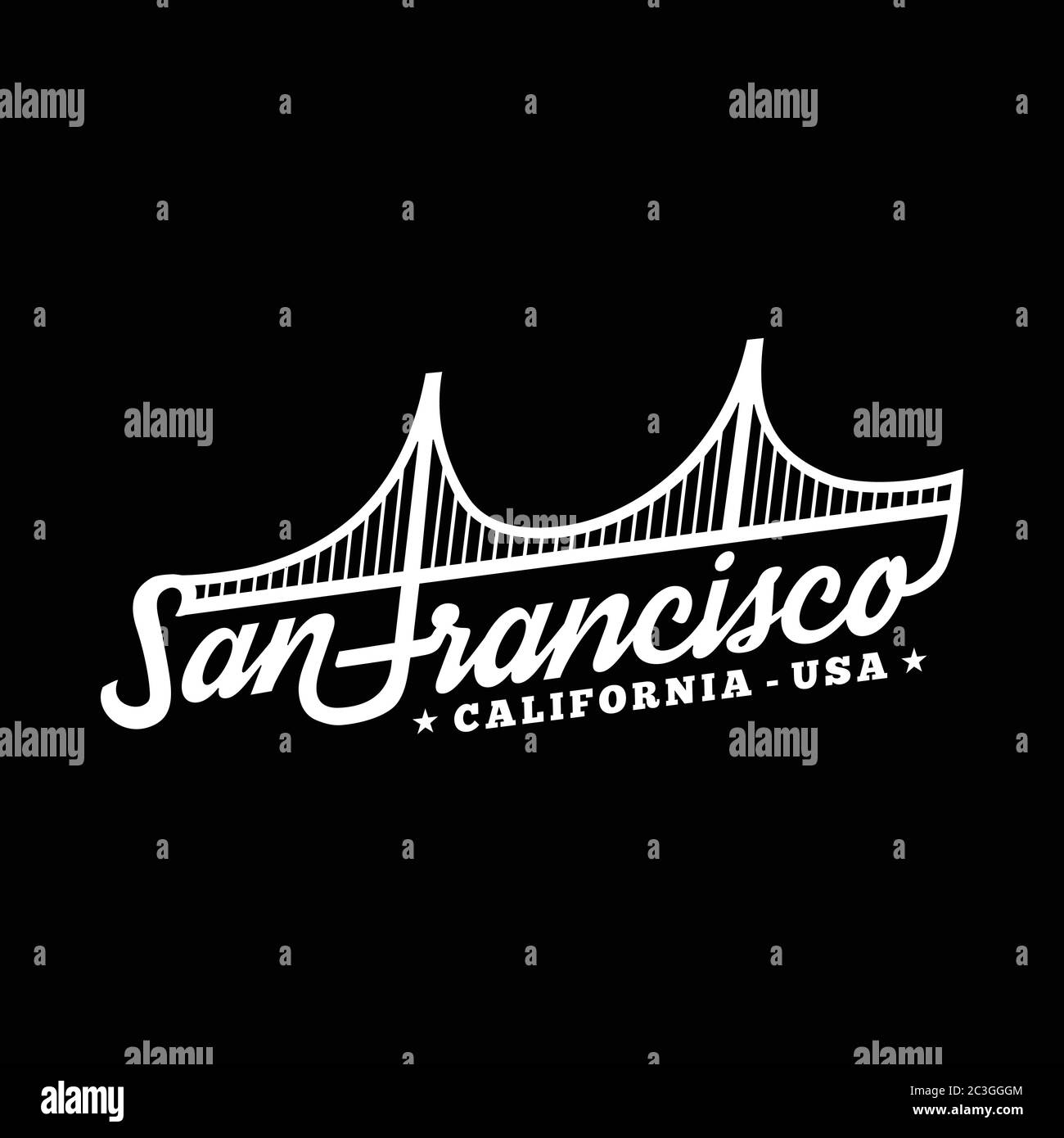 San Francisco. Black and white lettering design. Decorative inscription. Vintage vector and illustration. Stock Vector