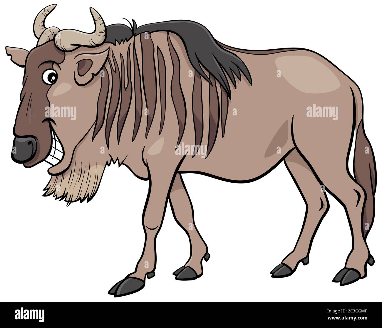 gnu antelope or blue wildebeest cartoon animal character Stock Photo