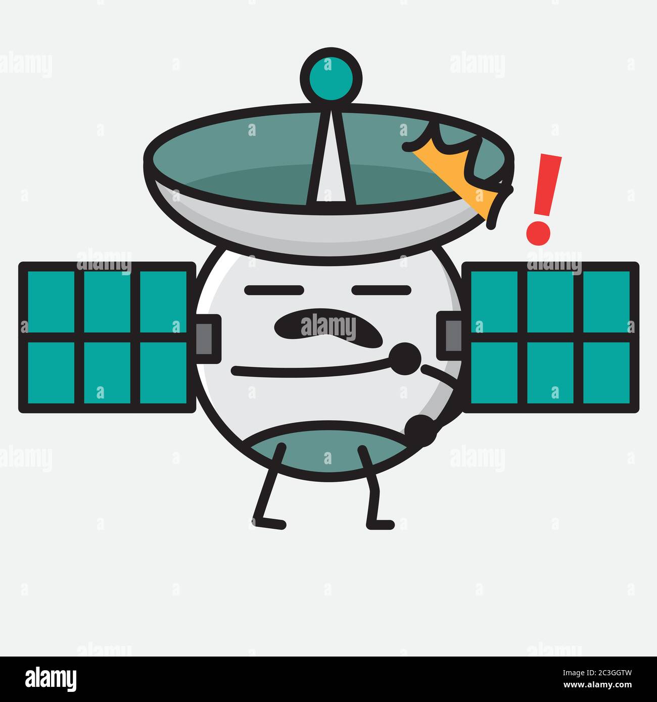 An illustration of Cute Satellite Antenna Mascot Vector Character in