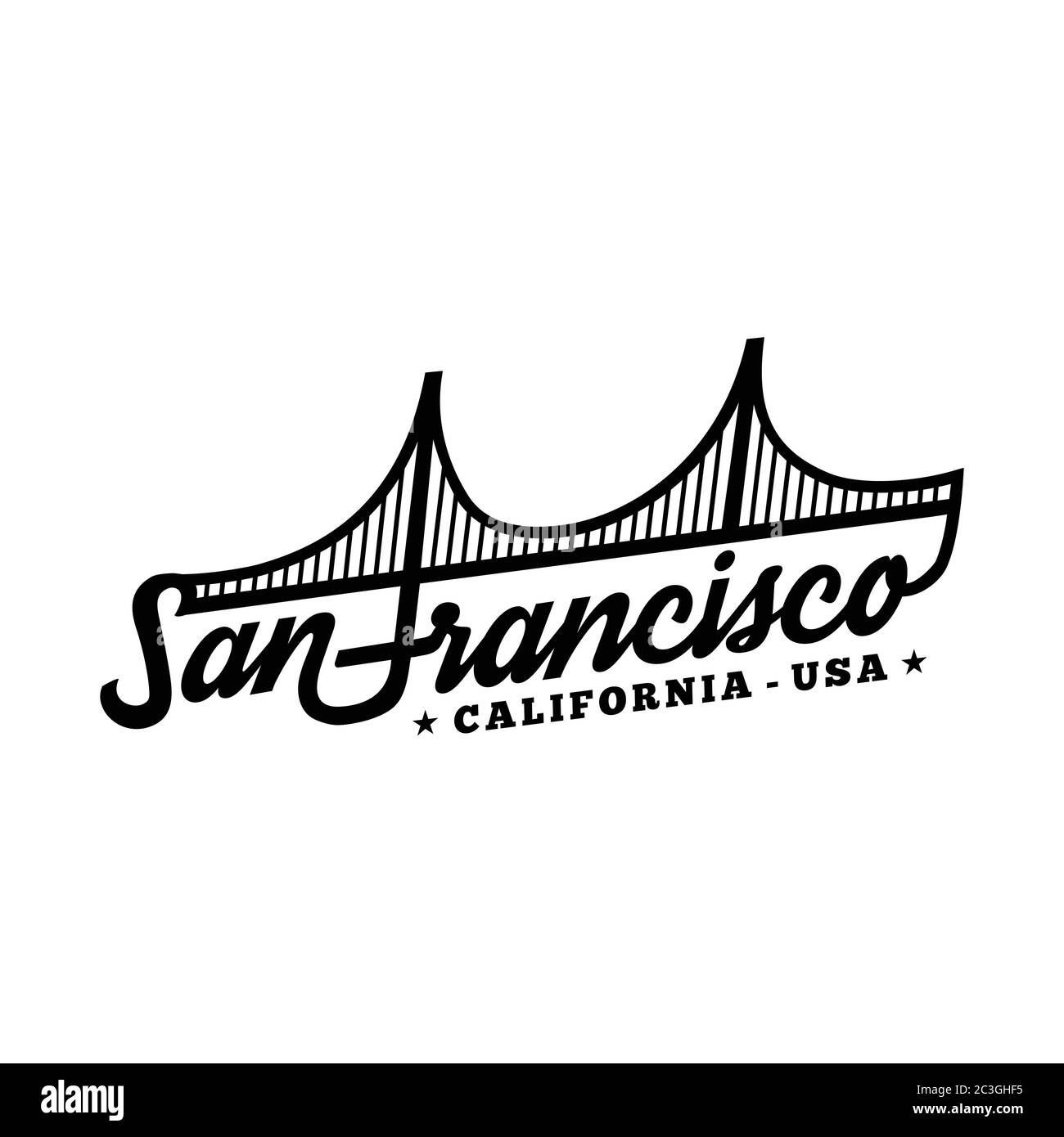 San Francisco. Black and white lettering design. Decorative inscription ...