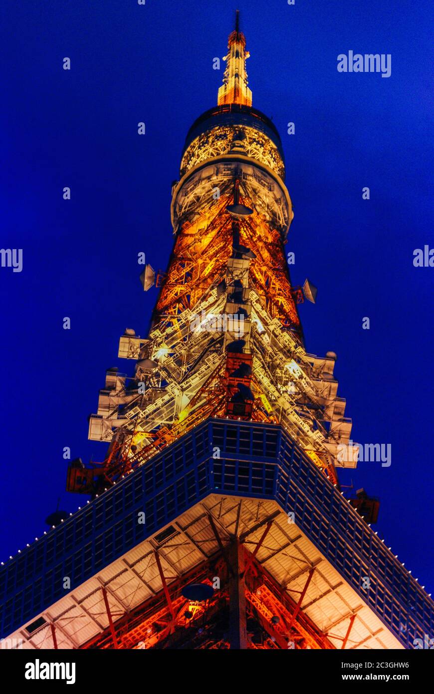 Light-up Tokyo Tower night view Stock Photo