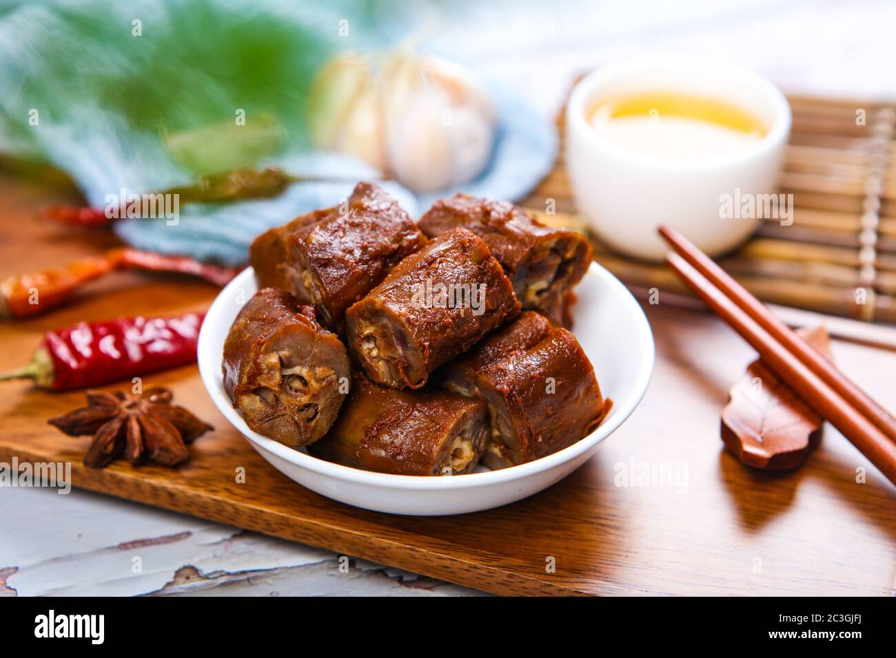 Delicious cold dishes spiced duck neck Stock Photo