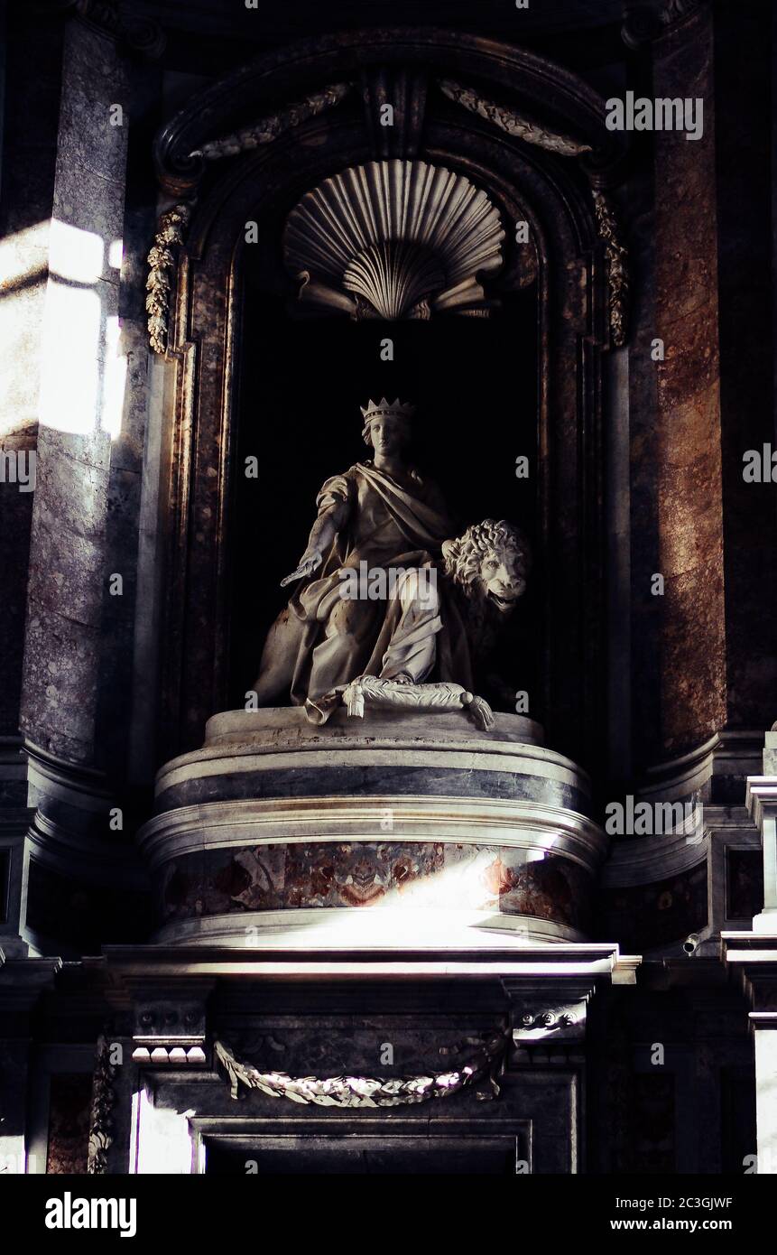 statue of Karl Bourbon, work of Tommaso Solari in the royal palace of Caserta, Italy Stock Photo