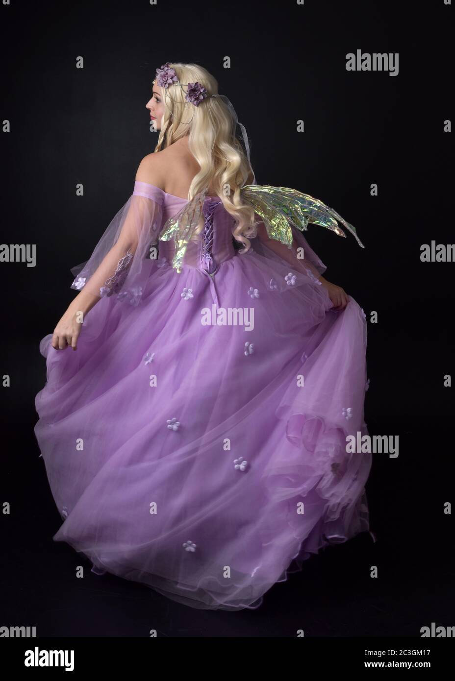Full length purple dress hi-res stock 