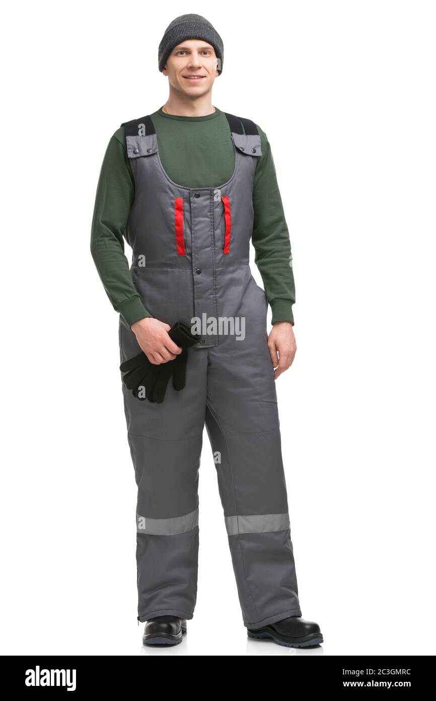 Man in workwear isolated view Stock Photo