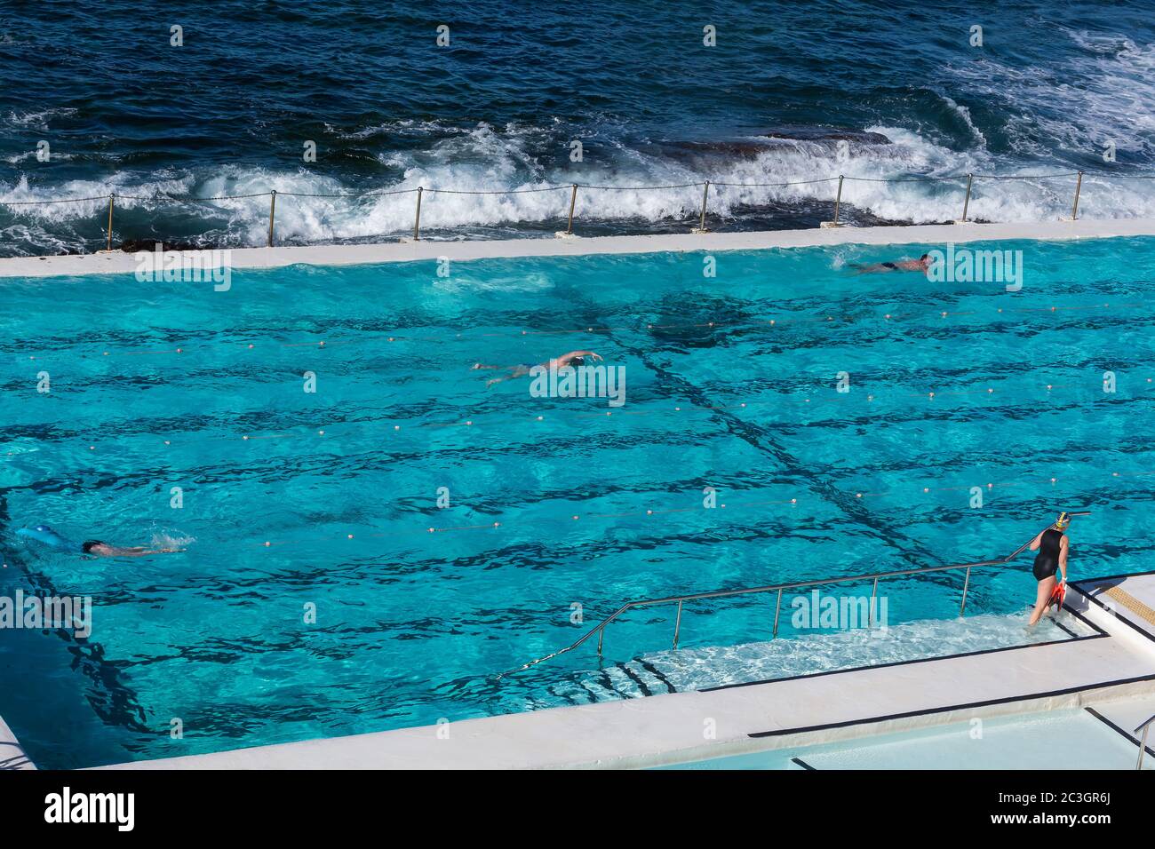 Sydney, Australia. Saturday 20th June 2020. The Bondi Icebergs Pool first weekened opened since coronavirus restrictions have been eased in Sydney's eastern suburbs.Credit Paul Lovelace/Alamy Live News Stock Photo