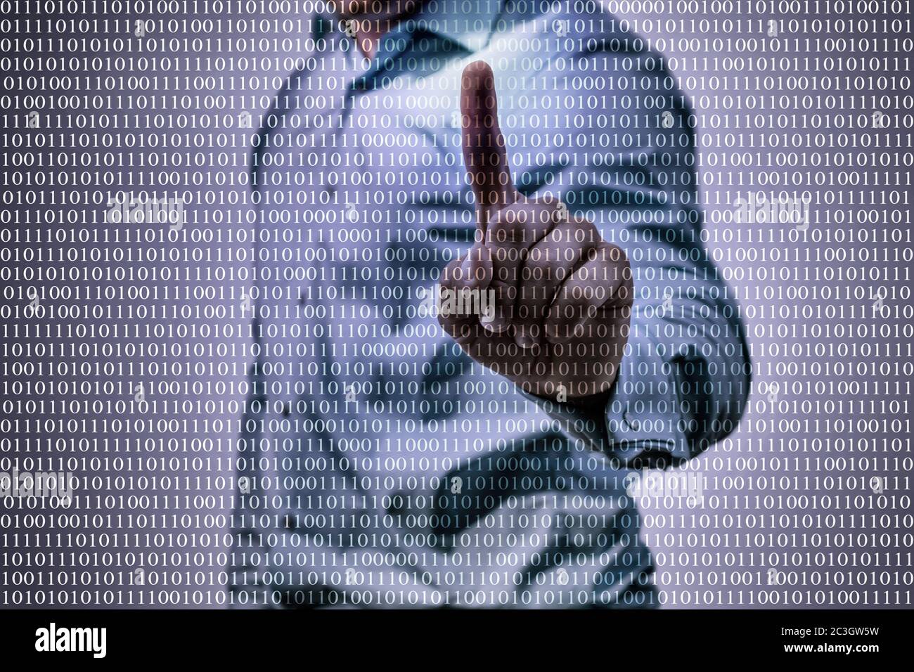 Business man on the subject of software and computer science as a background or texture Stock Photo