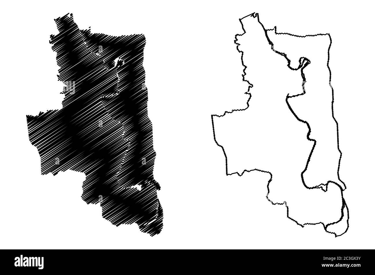 Bogra City (Peoples Republic of Bangladesh, Rajshahi Division) map vector illustration, scribble sketch City of Bogura map Stock Vector