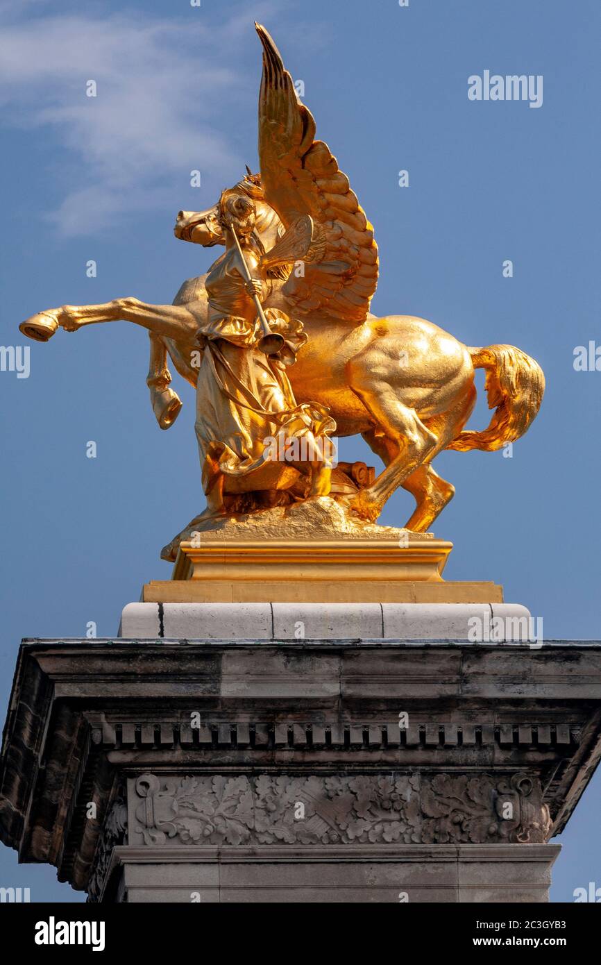 Statue on Pont Alexandre III, Paris, France Stock Photo