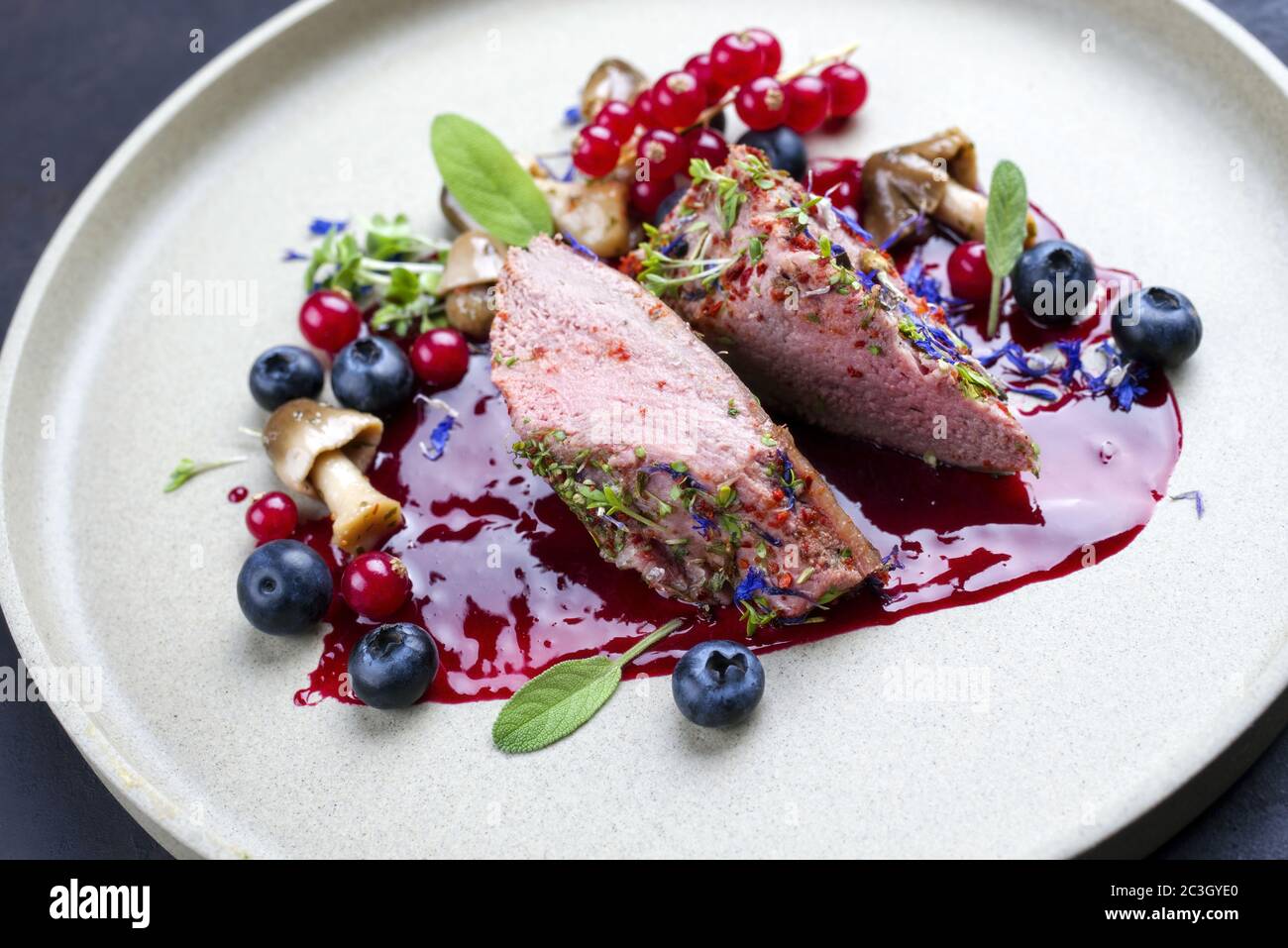 Fried dry aged venison tenderloin fillet medallion steak natural with