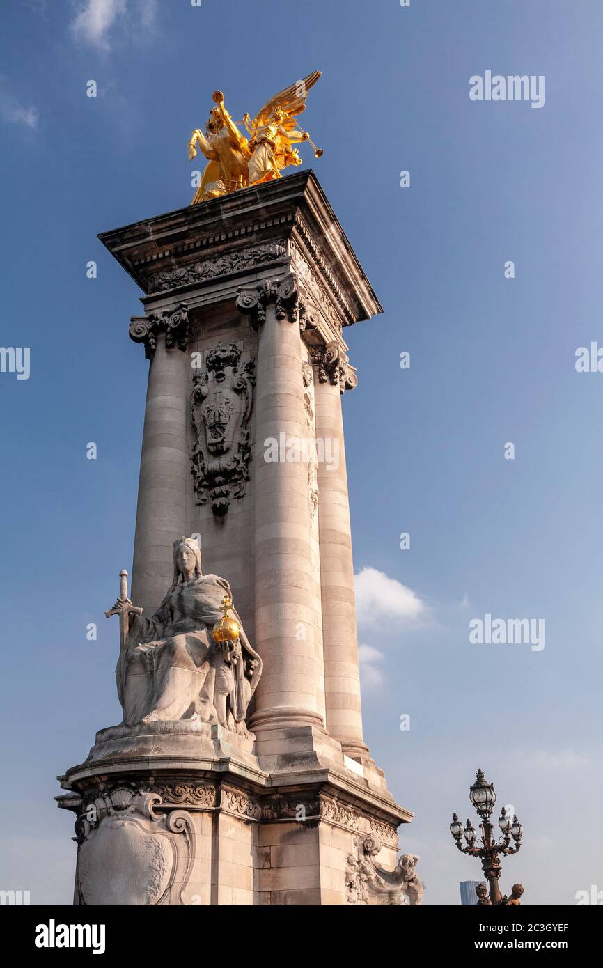 Statue on Pont Alexandre III, Paris, France Stock Photo