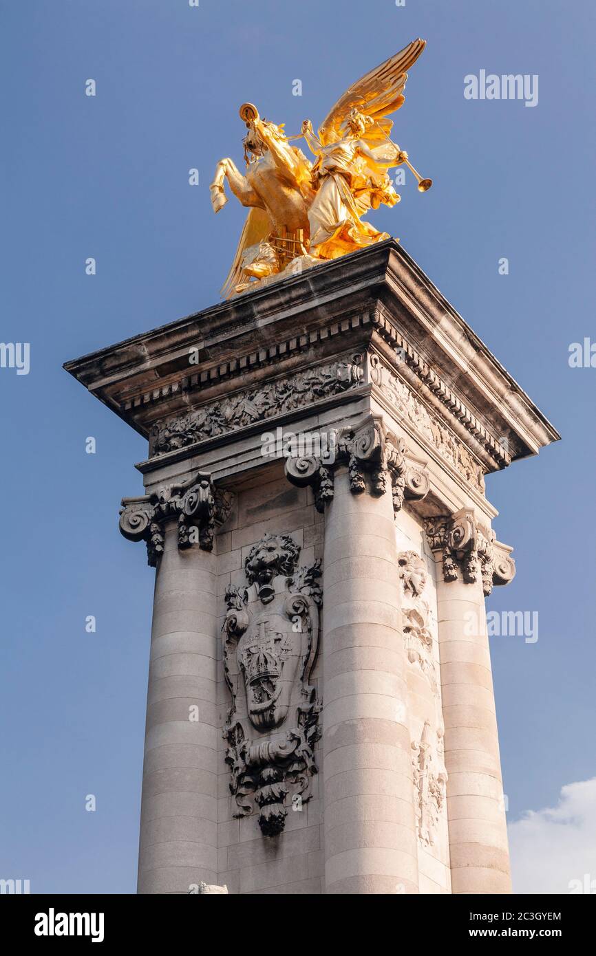 Statue on Pont Alexandre III, Paris, France Stock Photo