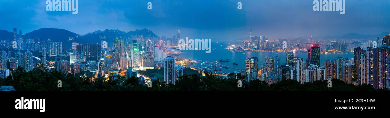 Aerial panoramic view of Hong Kong skyline Stock Photo - Alamy